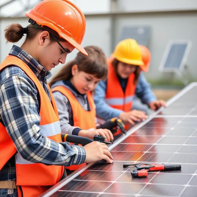 Instructor demonstrating solar tools