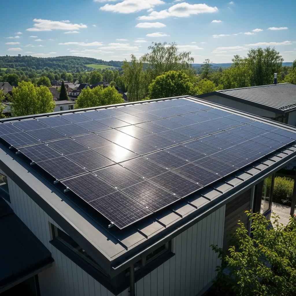 LG solar panels on a modern home rooftop, showcasing efficiency and sustainability